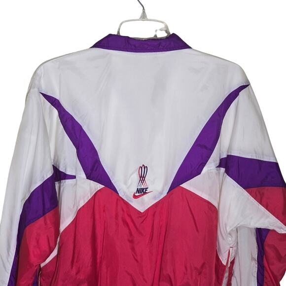 Retro Nike Track Windbreaker White/Purple/Pink Vintage Gray Tag Size Med 90s - Picture 5 of 9
